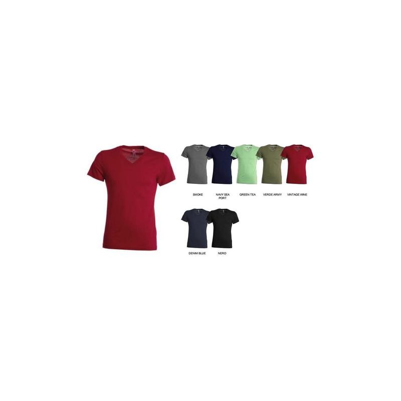 T-Shirt NIGHTHAWK manica corta collo a V basso misto spandex da 1.4 cm