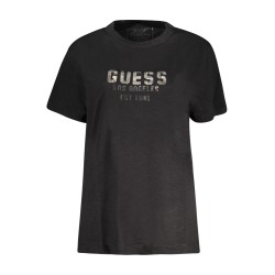 GUESS JEANS T-SHIRT MANICHE CORTE DONNA NERO