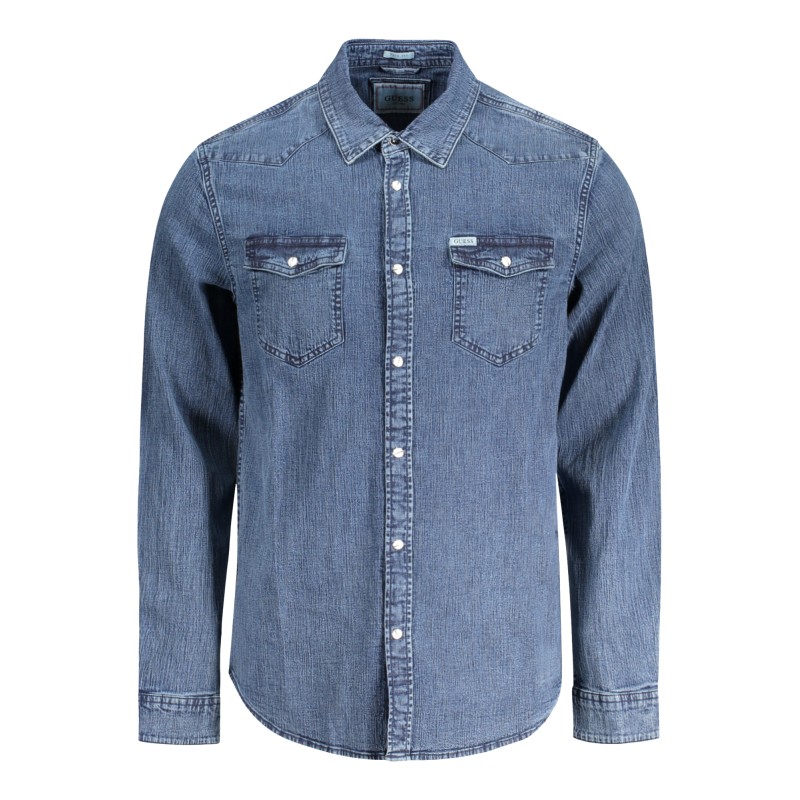 GUESS JEANS CAMICIA MANICHE LUNGHE UOMO BLU