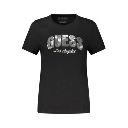 GUESS JEANS T-SHIRT MANICHE CORTE DONNA NERO