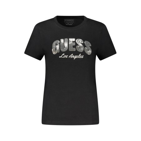 GUESS JEANS T-SHIRT MANICHE CORTE DONNA NERO