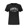 GUESS JEANS T-SHIRT MANICHE CORTE DONNA NERO