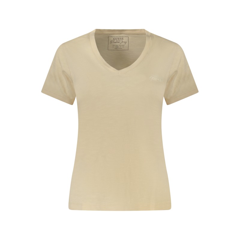 GUESS JEANS T-SHIRT MANICHE CORTE DONNA BEIGE