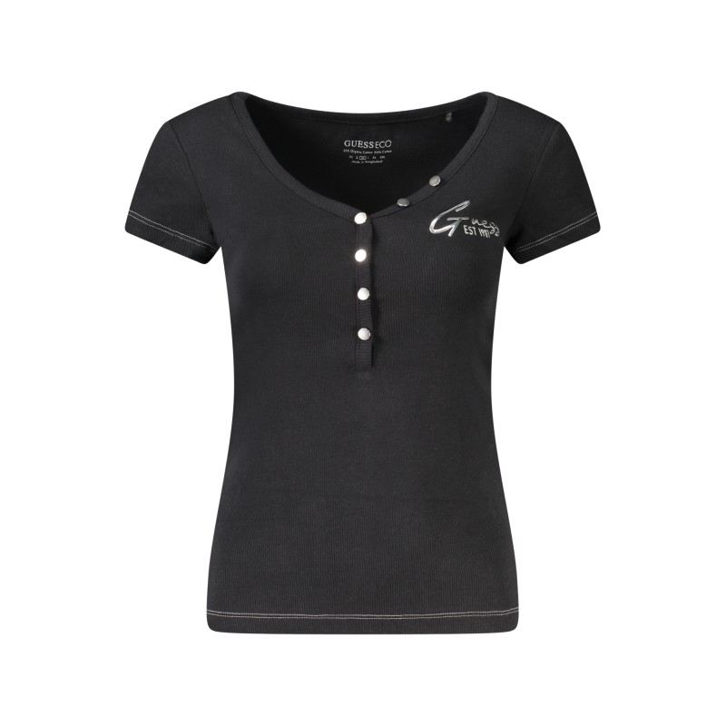 GUESS JEANS T-SHIRT MANICHE CORTE DONNA NERO