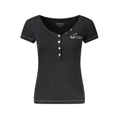 GUESS JEANS T-SHIRT MANICHE CORTE DONNA NERO