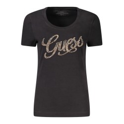 GUESS JEANS T-SHIRT MANICHE CORTE DONNA NERO