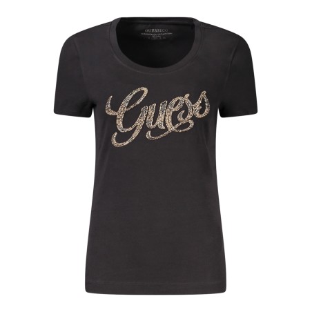 GUESS JEANS T-SHIRT MANICHE CORTE DONNA NERO