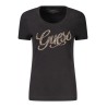 GUESS JEANS T-SHIRT MANICHE CORTE DONNA NERO