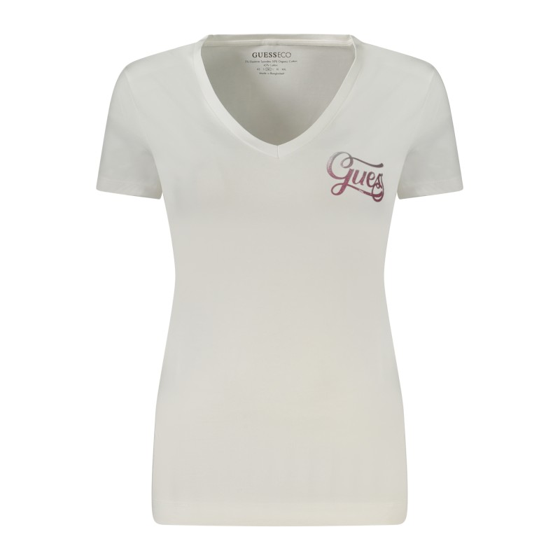 GUESS JEANS T-SHIRT MANICHE CORTE DONNA BIANCO