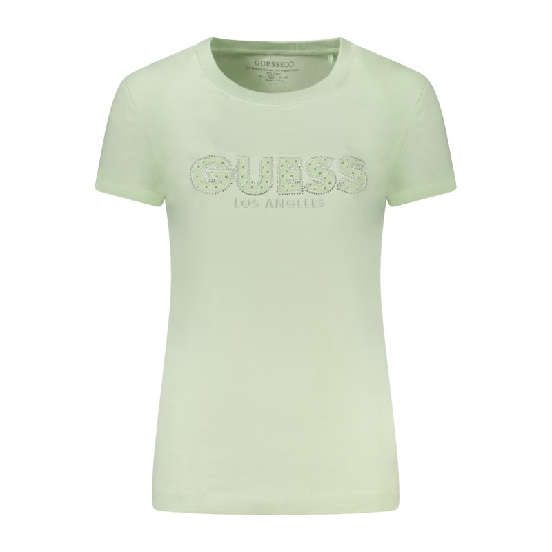 GUESS JEANS T-SHIRT MANICHE CORTE DONNA VERDE