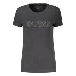 GUESS JEANS T-SHIRT MANICHE CORTE DONNA NERO