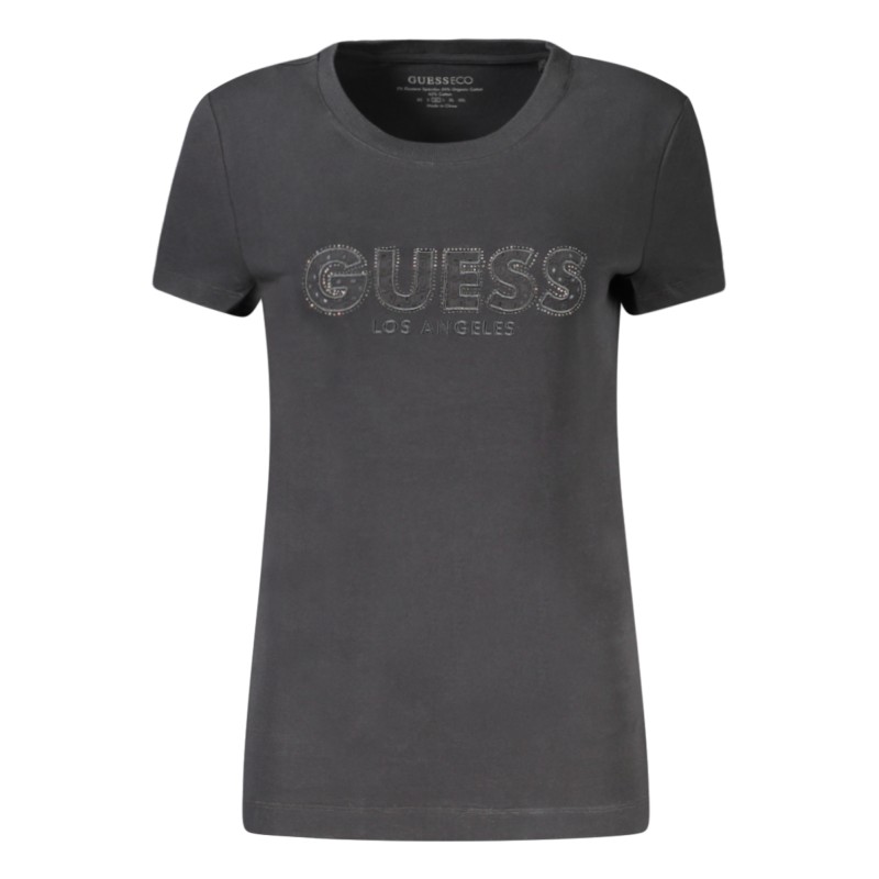 GUESS JEANS T-SHIRT MANICHE CORTE DONNA NERO