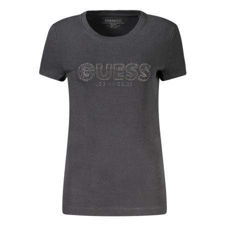 GUESS JEANS T-SHIRT MANICHE CORTE DONNA NERO