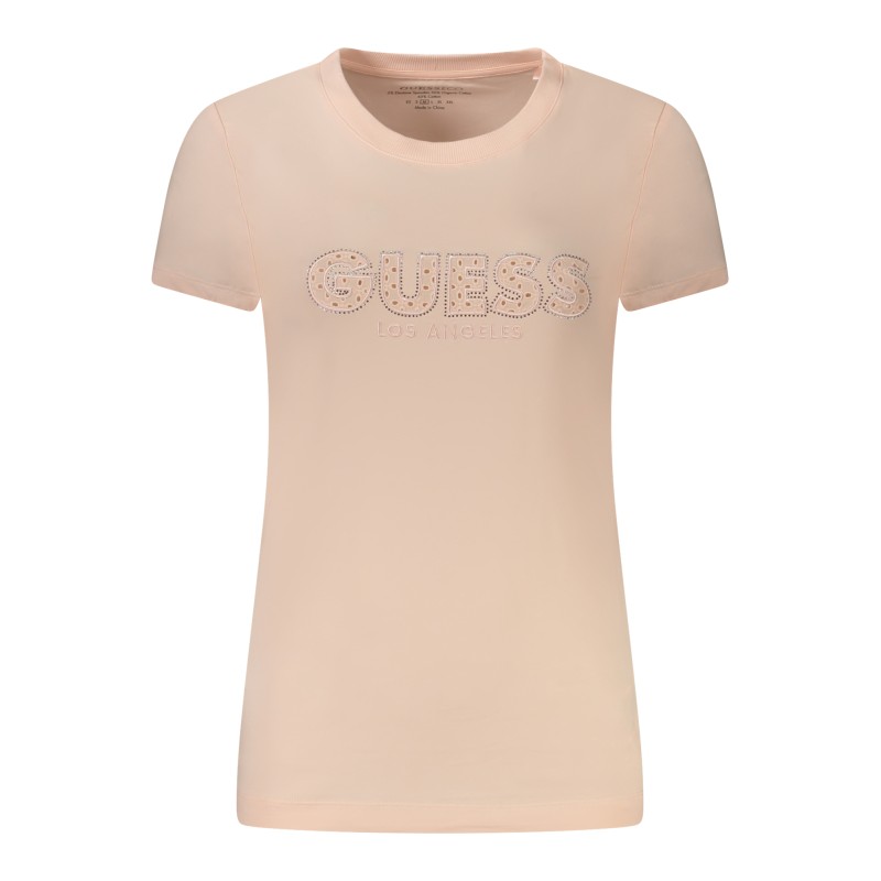 GUESS JEANS T-SHIRT MANICHE CORTE DONNA ROSA