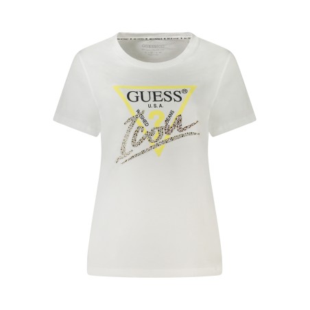 GUESS JEANS T-SHIRT MANICHE CORTE DONNA BIANCO