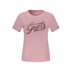 GUESS JEANS T-SHIRT MANICHE CORTE DONNA ROSA