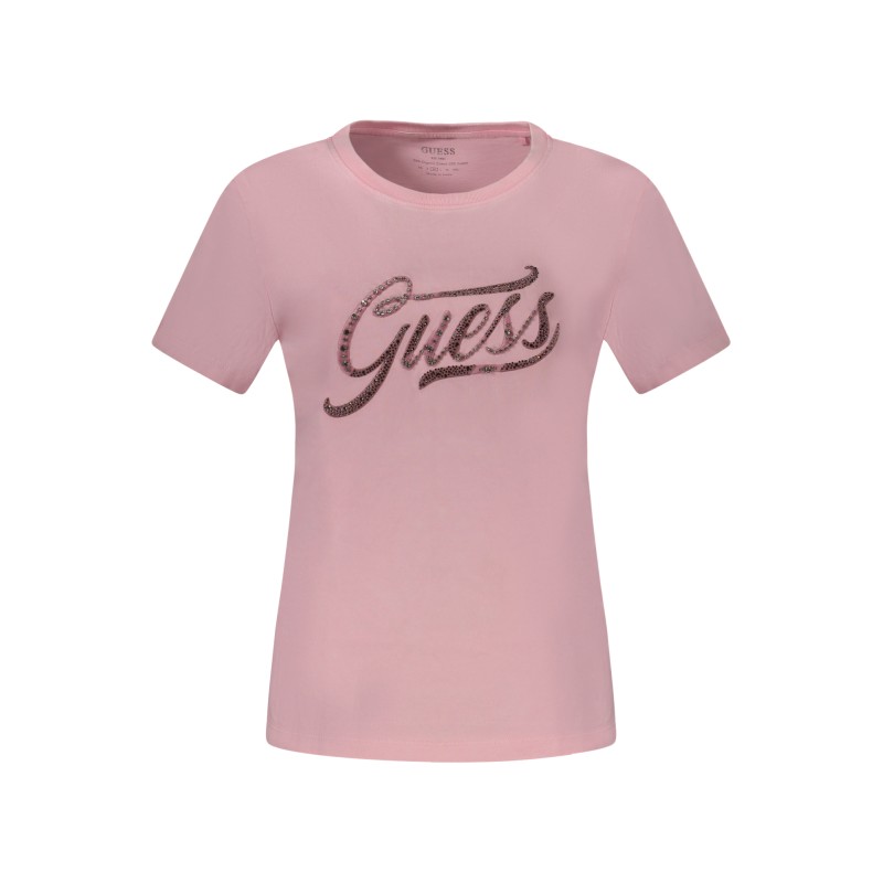 GUESS JEANS T-SHIRT MANICHE CORTE DONNA ROSA