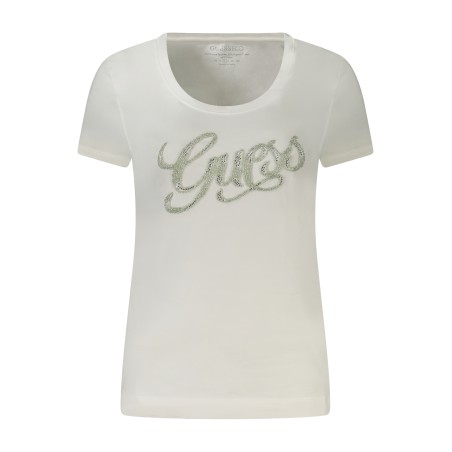 GUESS JEANS T-SHIRT MANICHE CORTE DONNA BIANCO