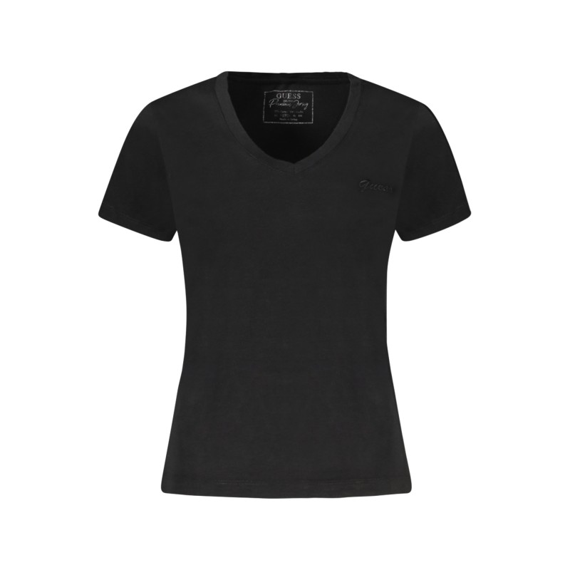 GUESS JEANS T-SHIRT MANICHE CORTE DONNA NERO