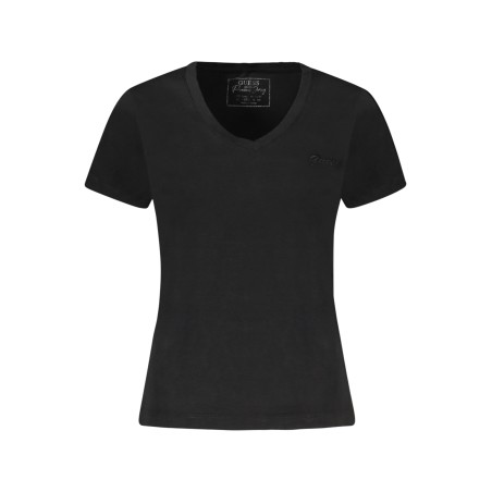 GUESS JEANS T-SHIRT MANICHE CORTE DONNA NERO