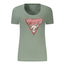 GUESS JEANS T-SHIRT MANICHE CORTE DONNA VERDE