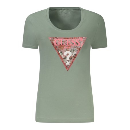 GUESS JEANS T-SHIRT MANICHE CORTE DONNA VERDE