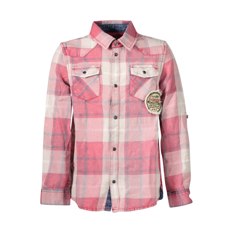 GUESS JEANS CAMICIA MANICHE LUNGHE BAMBINO ROSSO