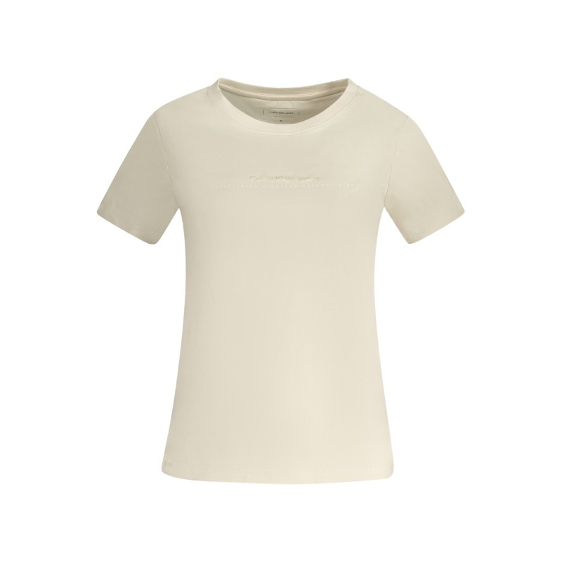 CALVIN KLEIN T-SHIRT MANICHE CORTE DONNA BEIGE