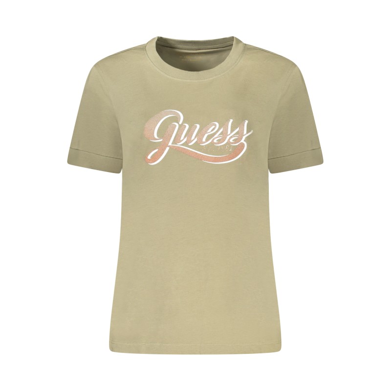 GUESS JEANS T-SHIRT MANICHE CORTE DONNA VERDE