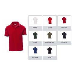 Polo ITALIA unisex a manica corta a 3 bottoni bianchi
