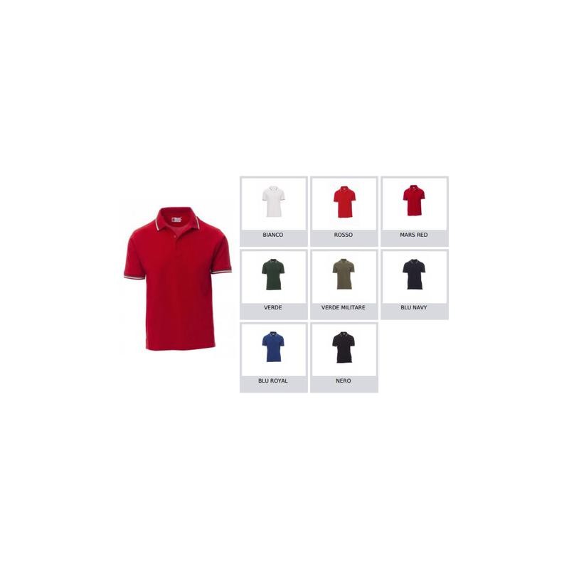 Polo ITALIA unisex a manica corta a 3 bottoni bianchi