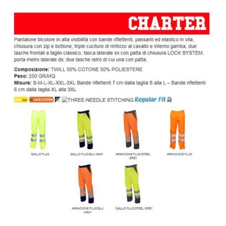 pantalone charter uomo alta visibilità multistagione