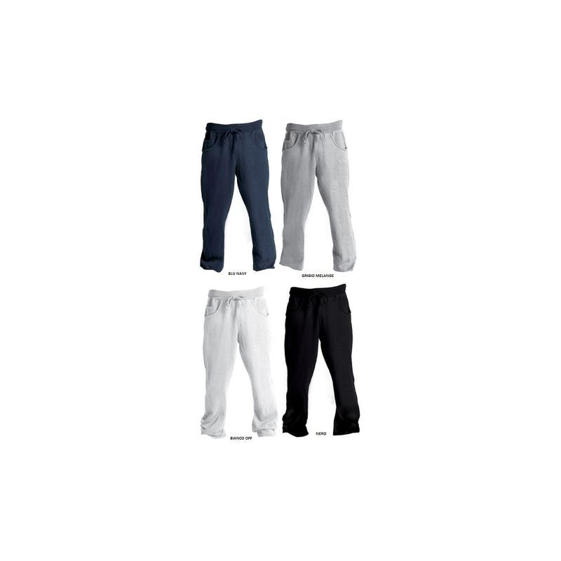 pantalone fitness donna in felpa con tasche 100% cotone