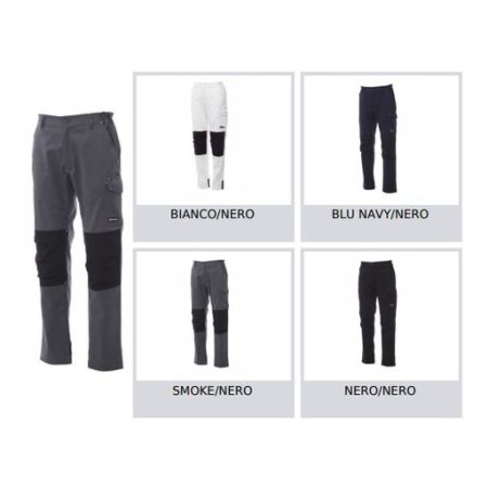 pantalone unisex worker tech multistagione con porta ginocchiere, elastici laterali e passanti in vita