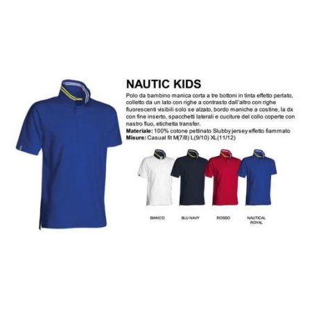 polo nautic kids da bambino manica corta a tre bottoni in tinta effetto perlato