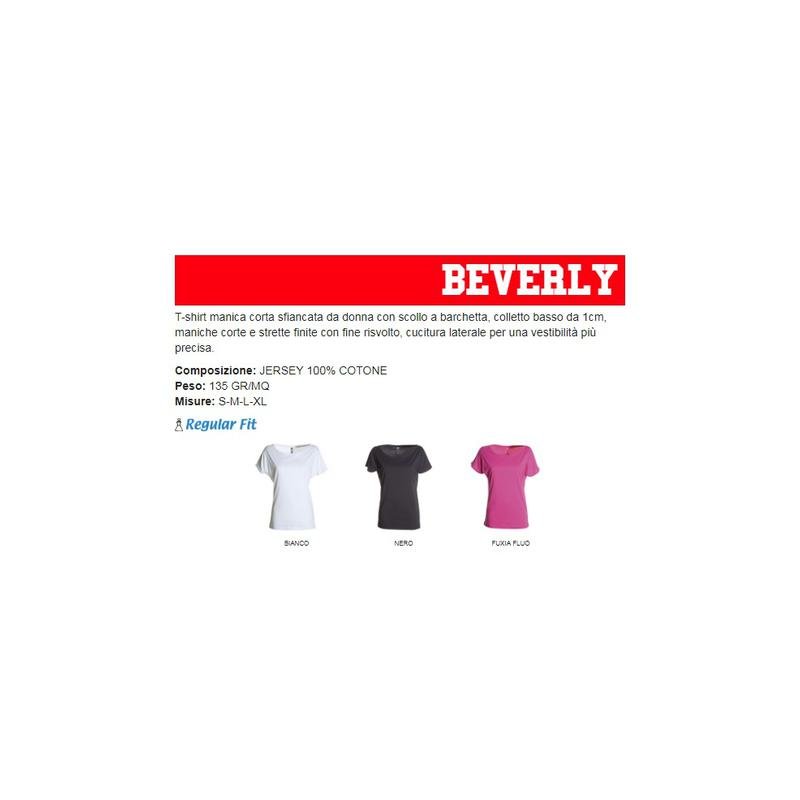 t-shirt beverly  manica corta sfiancata da donna con scollo a barchetta