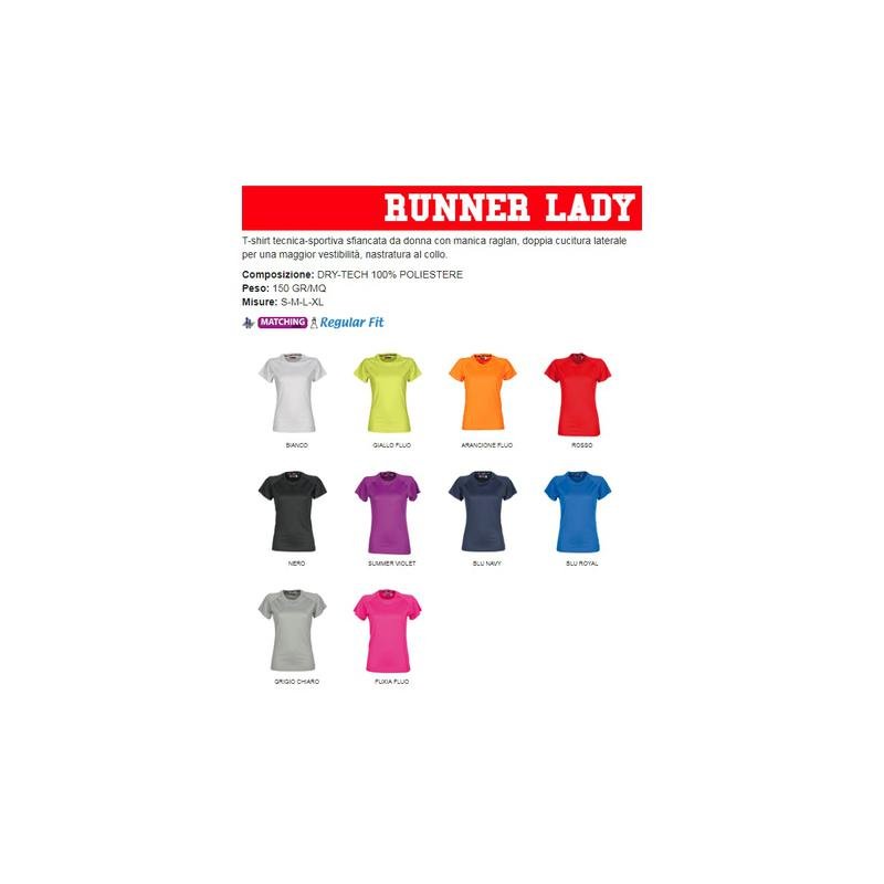 t-shirt runner lady tecnica-sportiva sfiancata da donna con manica raglan