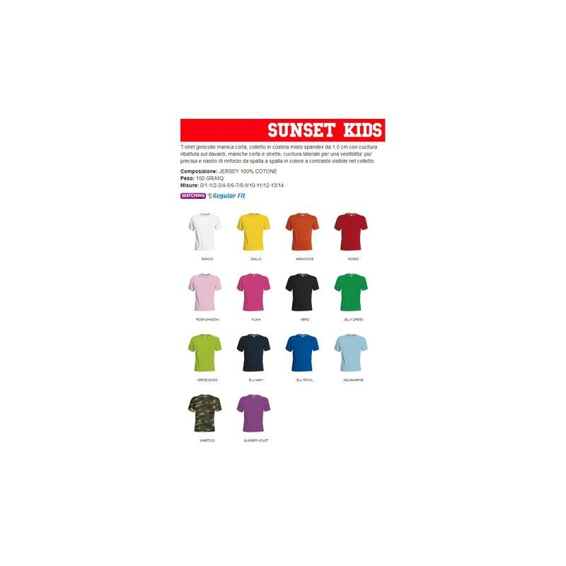 t-shirt sunset kids girocollo manica corta