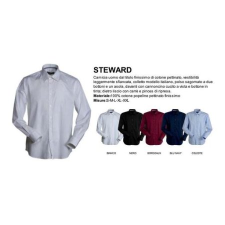 camicia steward uomo dal titolo finissimo di cotone pettinato