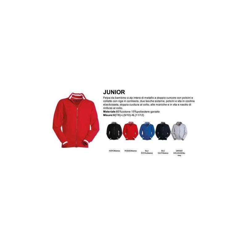 felpa junior full zip da bambino 280 grmq