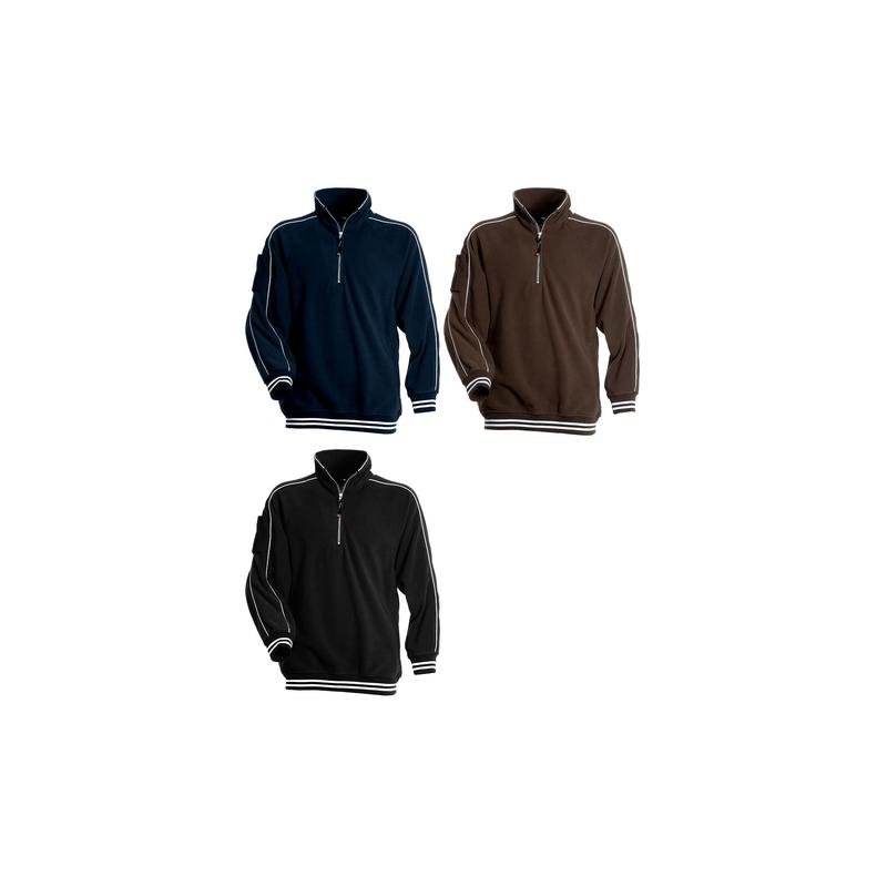 maglia everest in pile antipilling 1/2 zip 280 gr/mq con rib a righe