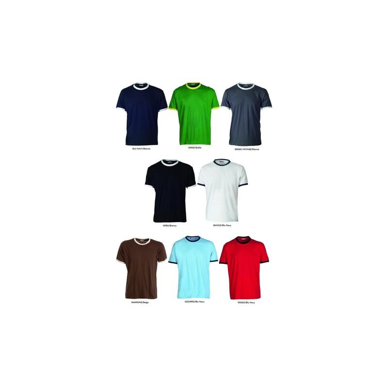 t-shirt contrast 100% cotone e girocollo e manica ion contrasto