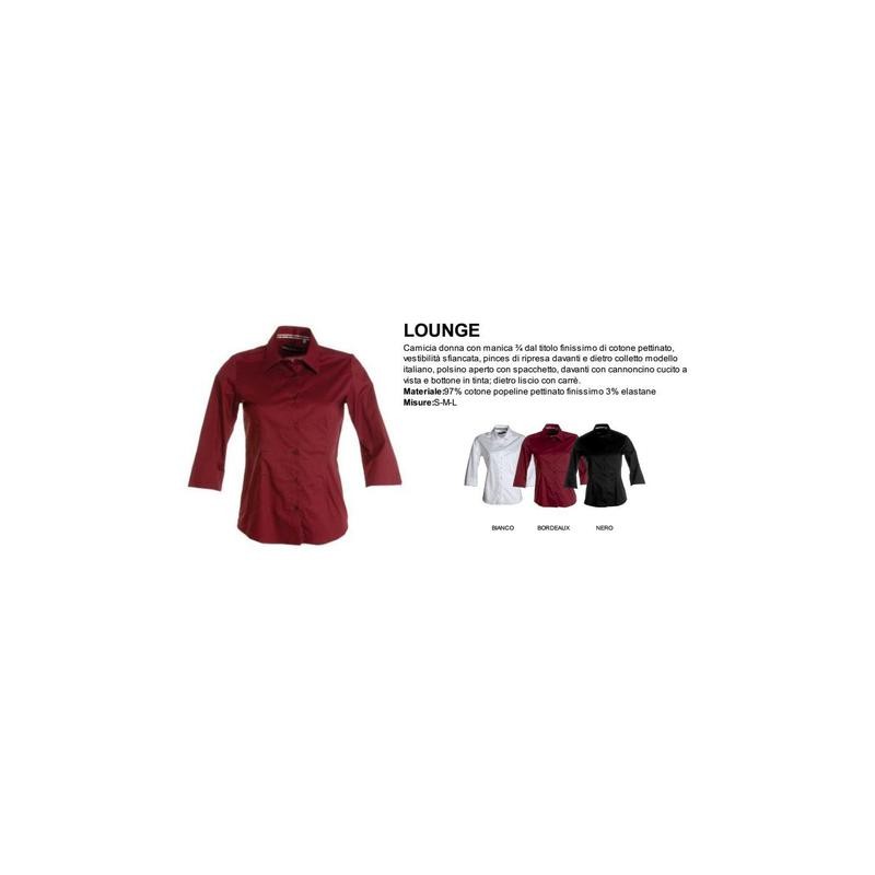Camicia LOUNGE donna con manica ¾ dal titolo finissimo di cotone pettinato