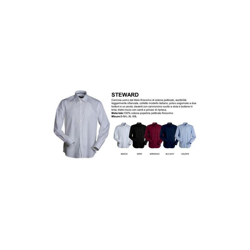 Camicia STEWARD uomo dal titolo finissimo di cotone pettinato
