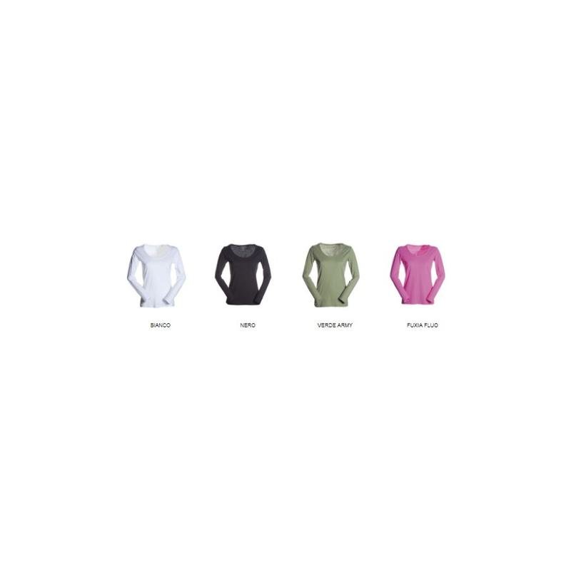 t-shirt sfiancata da donna manica lunga con girocollo ampio t-shirt sfiancata da donna manica lunga con girocollo ampio