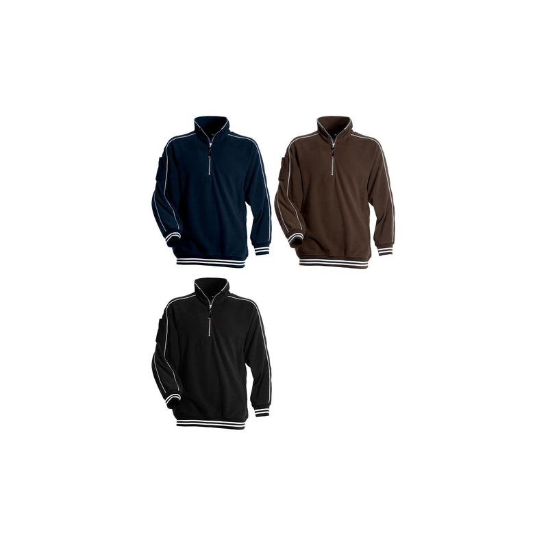 maglia everest in pile antipilling 1/2 zip 280 gr/mq con rib a righe maglia everest in pile antipilling 1/2 zip 280 gr/mq con rib a righe