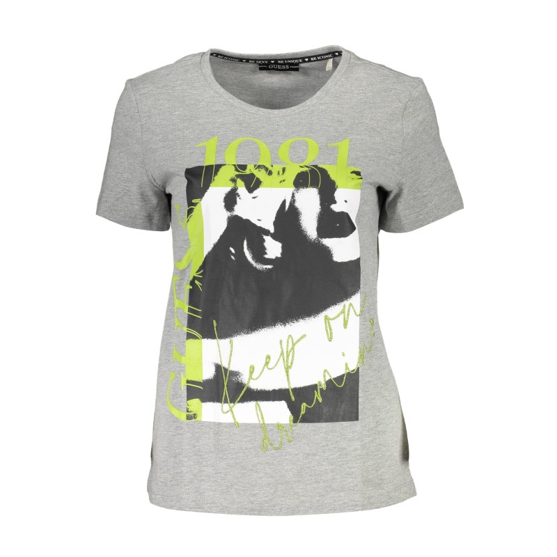 GUESS JEANS T-SHIRT MANICHE CORTE DONNA GRIGIO GUESS JEANS T-SHIRT MANICHE CORTE DONNA GRIGIO
