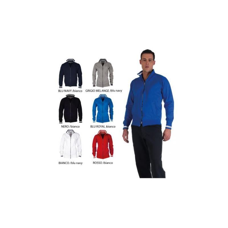 Felpa SYDNEY uomo, zip intera SBS in plastica in colore a contrasto