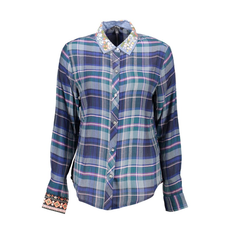 DESIGUAL CAMICIA MANICHE LUNGHE DONNA BLU DESIGUAL CAMICIA MANICHE LUNGHE DONNA BLU