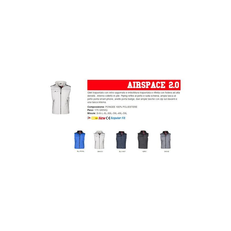 Gilet AIRSPACE 2.0 unisex, zip 8mm in plastica con cursore in metallo
